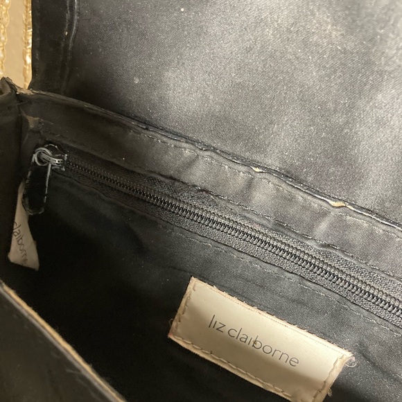 Y2k vintage black Liz Claiborne faux leather baguette bag handbag shoulder purse - Picture 9 of 11